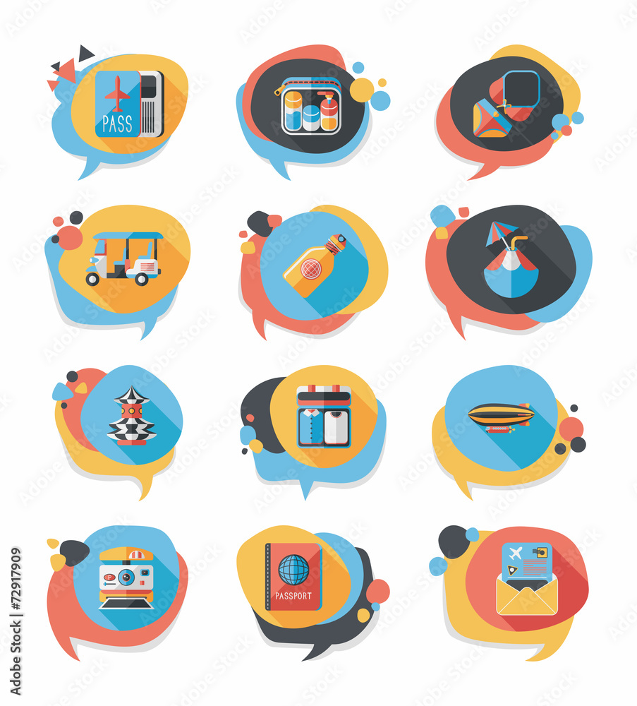 Travel bubble speech banner design flat background set, eps10 Travel bubble speech banner design flat background set, eps10