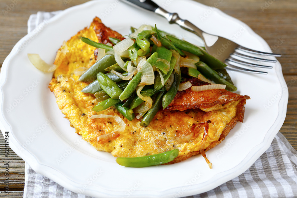 Omelet on a white plate