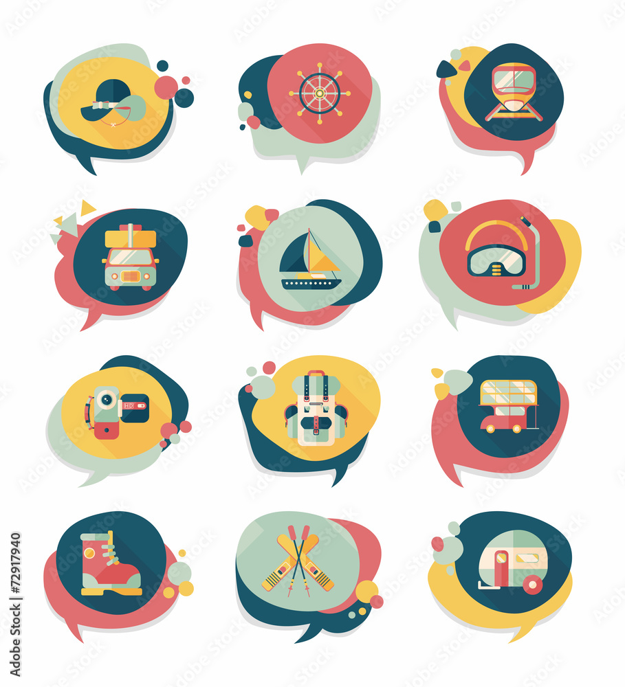 Travel bubble speech banner design flat background set, eps10 Travel bubble speech banner design flat background set, eps10
