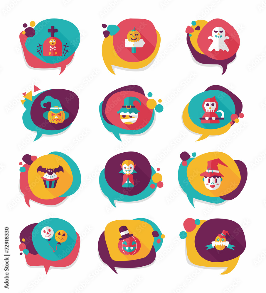 Halloween bubble speech banner design flat background set, eps10 Halloween bubble speech banner design flat background set, eps10