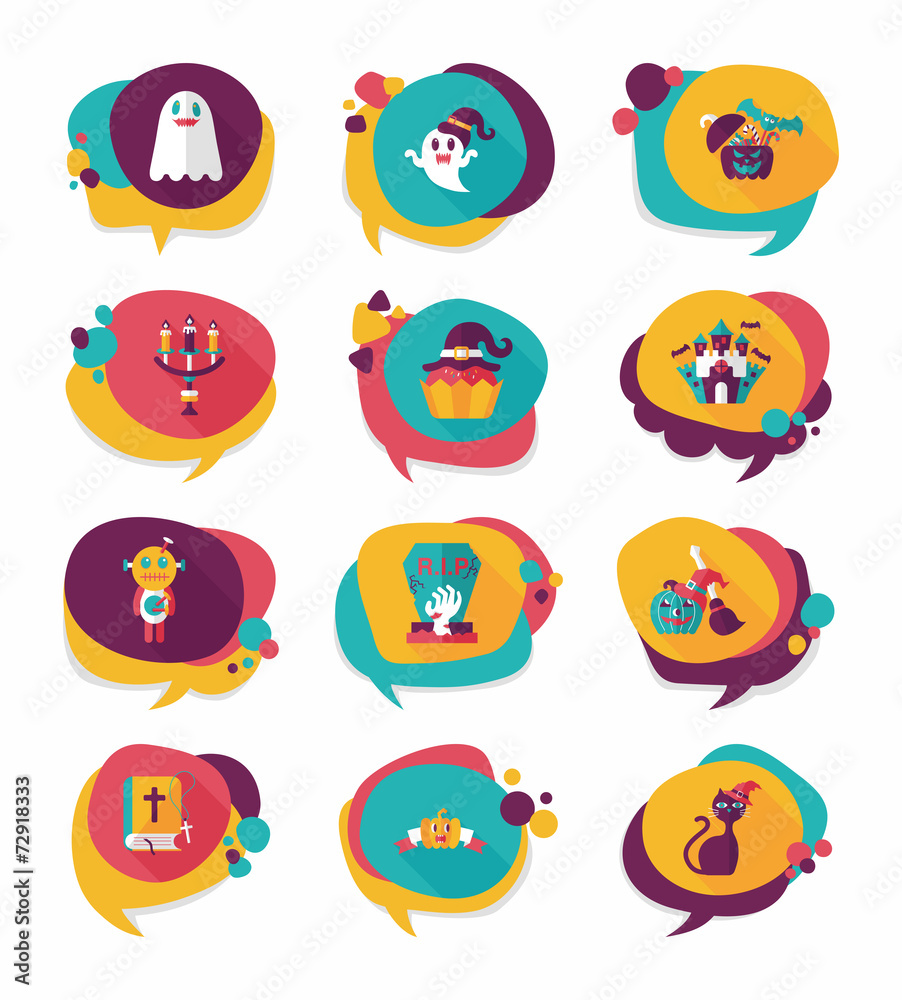 Halloween bubble speech banner design flat background set, eps10 Halloween bubble speech banner design flat background set, eps10