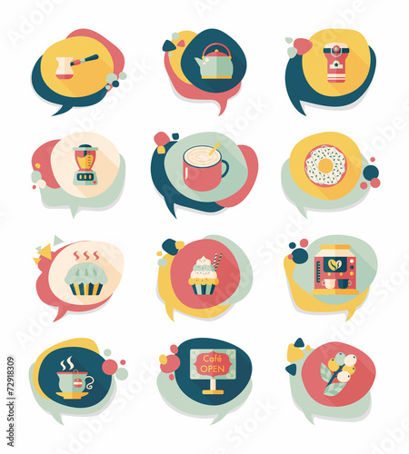 Coffee bubble speech flat banner design flat background set, eps