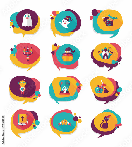 Halloween bubble speech banner design flat background set, eps10