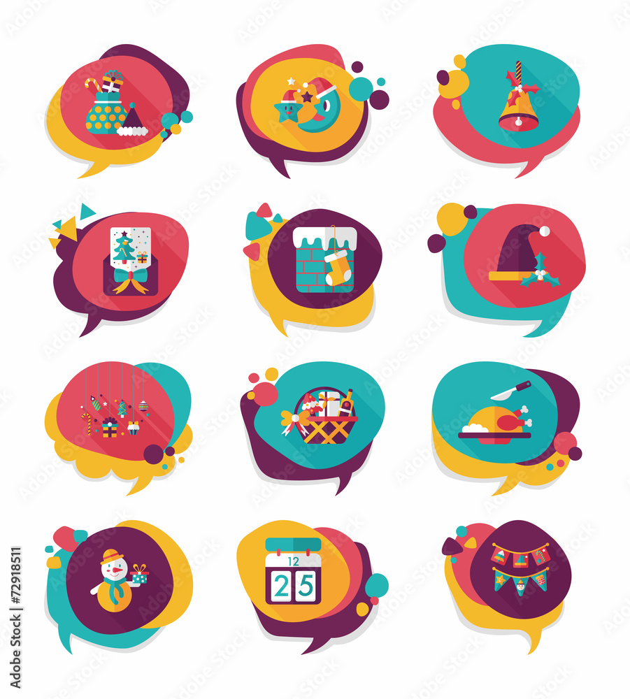 Christmas bubble speech banner design flat background set, eps10 Christmas bubble speech banner design flat background set, eps10