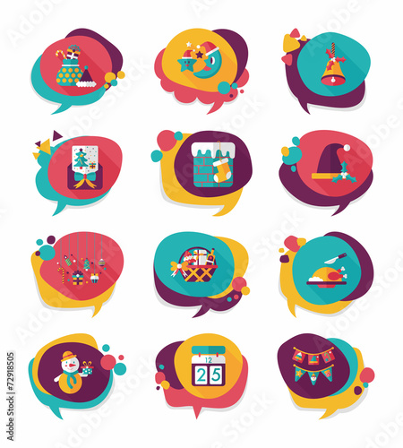 Christmas bubble speech banner design flat background set, eps10