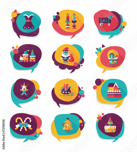 Christmas bubble speech banner design flat background set, eps10