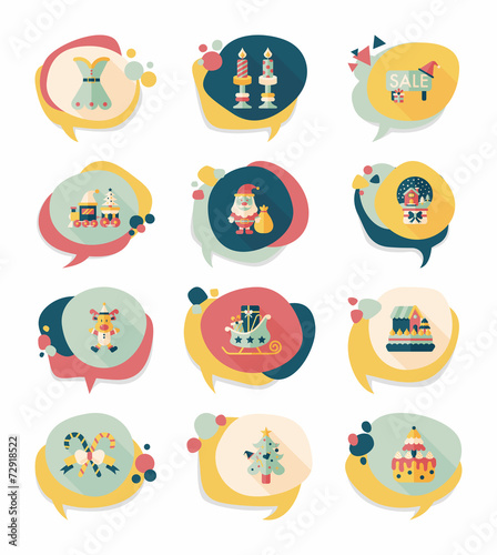 Christmas bubble speech banner design flat background set, eps10