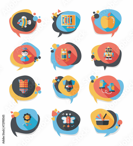 baby bubble speech banner design flat background set, eps10