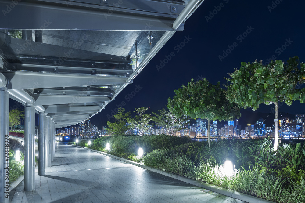 Fototapeta premium Empty pedestrian transition in Park at night