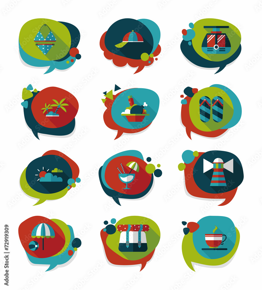 Travel bubble speech banner design flat background set, eps10 Travel bubble speech banner design flat background set, eps10