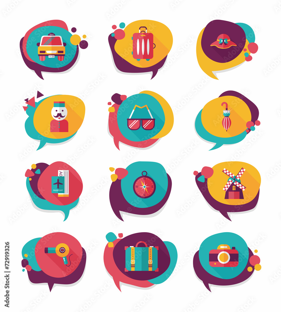 Travel bubble speech banner design flat background set, eps10 Travel bubble speech banner design flat background set, eps10
