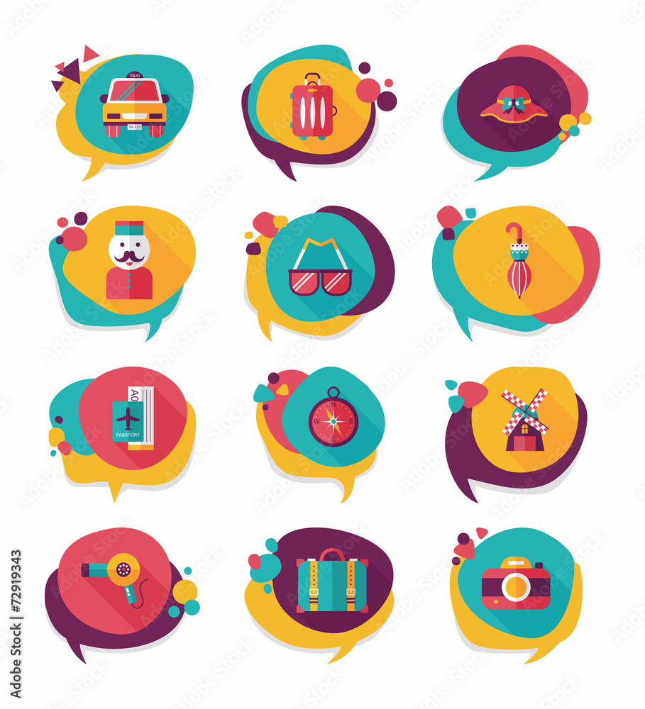 Travel bubble speech banner design flat background set, eps10 Travel bubble speech banner design flat background set, eps10