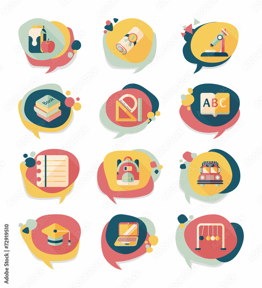 School bubble speech banner design flat background set, eps10 School bubble speech banner design flat background set, eps10