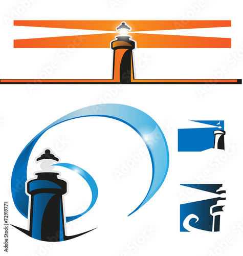 lighthouse symbol set on white background