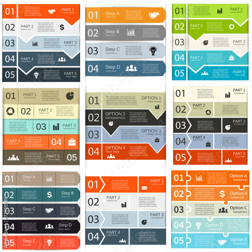 Business infographic, diagram, presentation 4 and 5 steps