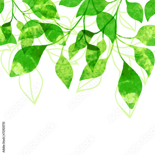 Green leaves seamless pattern. Vector illustration. Greeting car