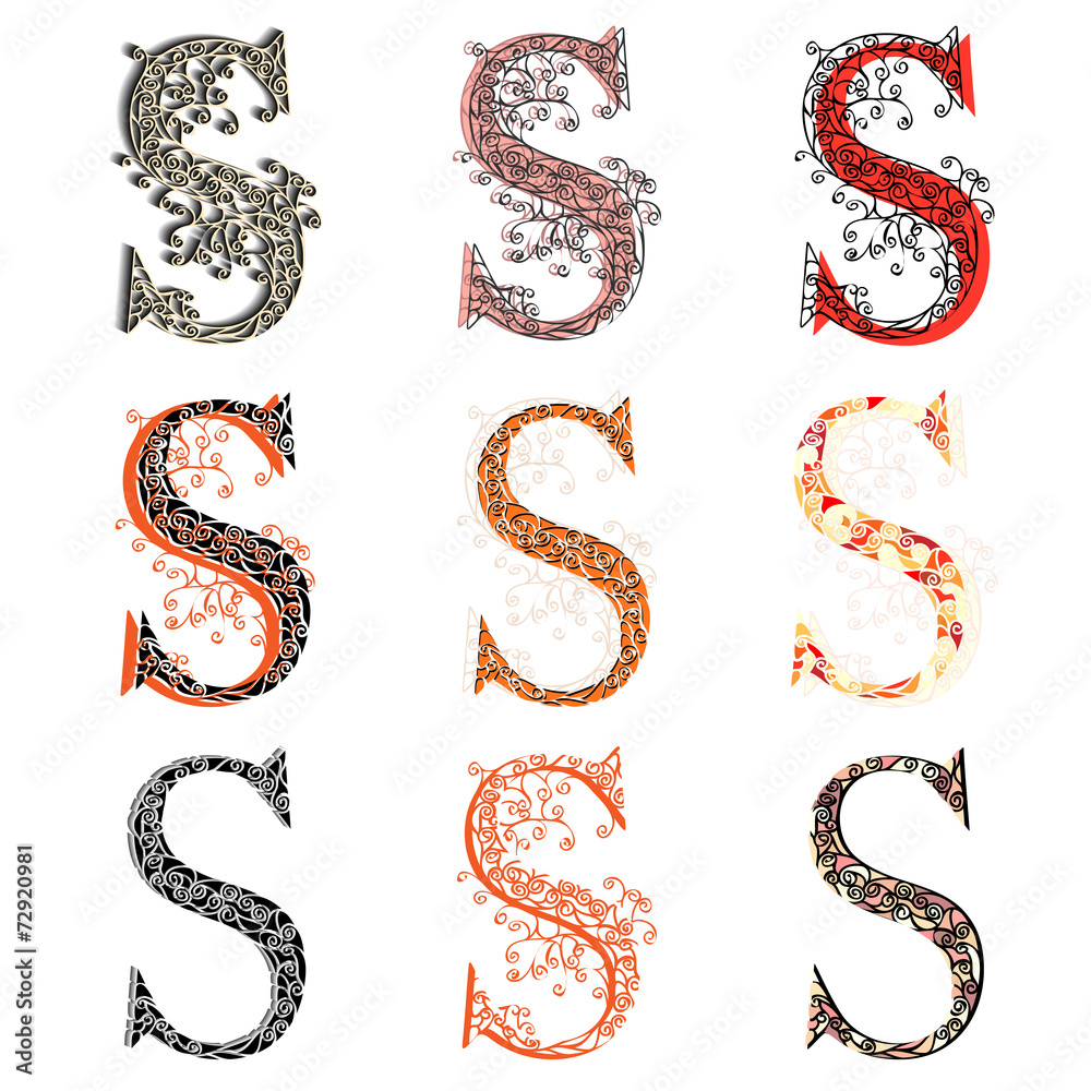 Various combination fishnet letter S. Various combination fishnet letter S.