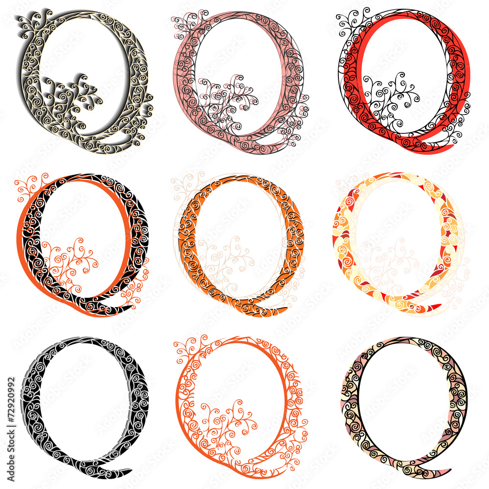 Various combination fishnet letter Q. Various combination fishnet letter Q.