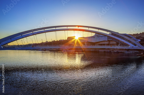 Famous bridge in Lyon at sunset