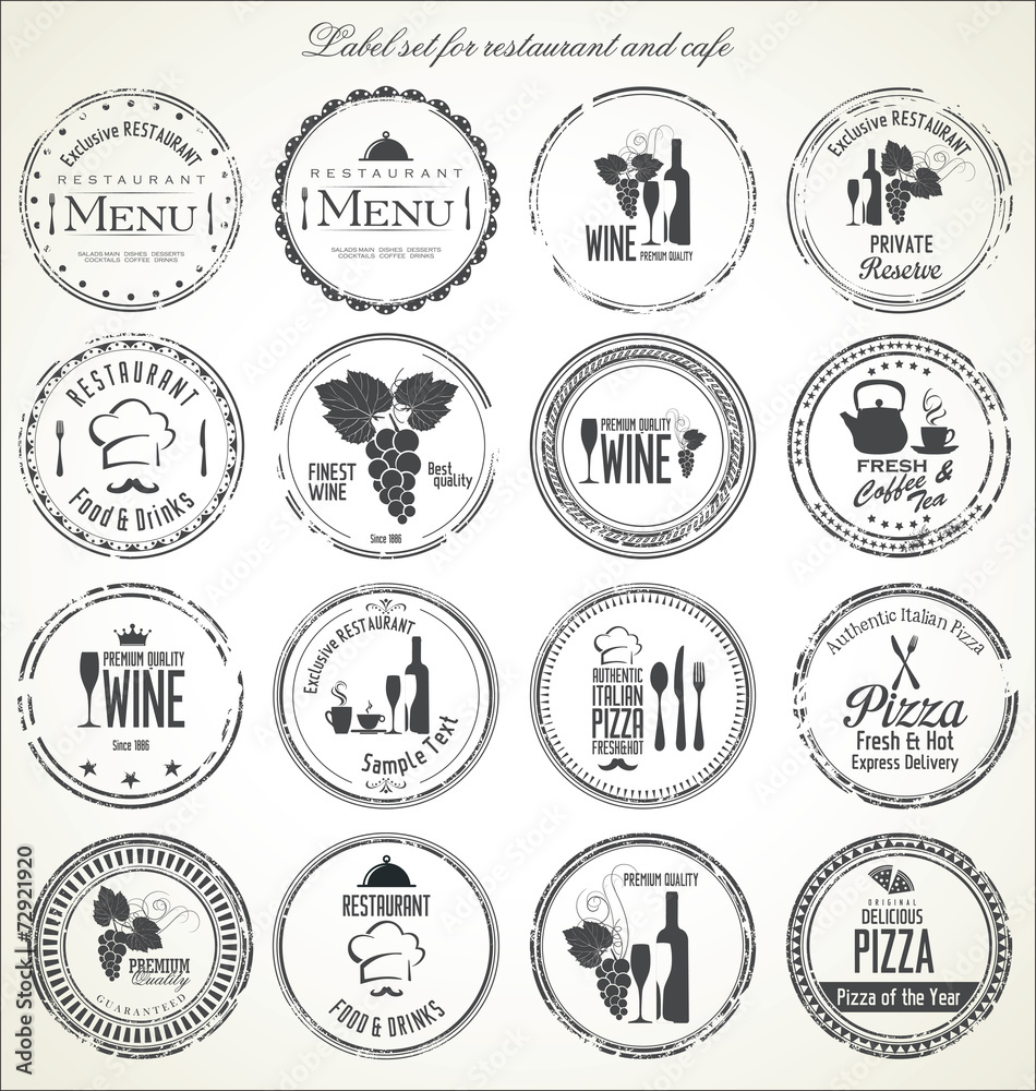 Label set for restaurant and cafe Label set for restaurant and cafe