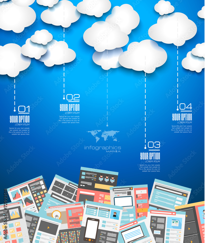 Ideal Cloud technology background with Flat style