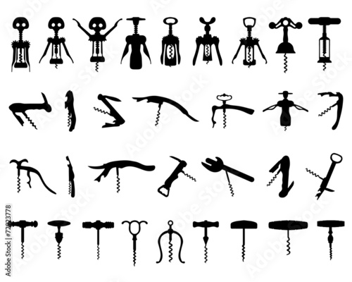 Black silhouette of corkscrew, vector illustration