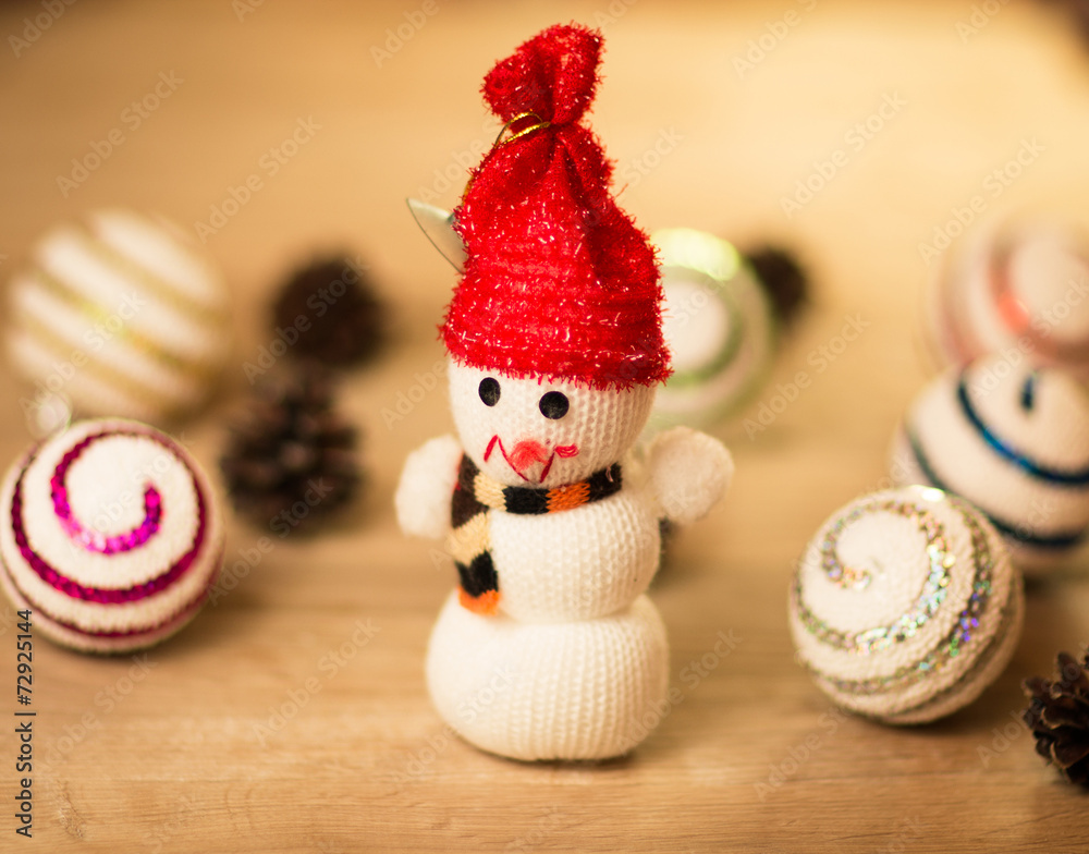 beautiful snowman with Christmas balls