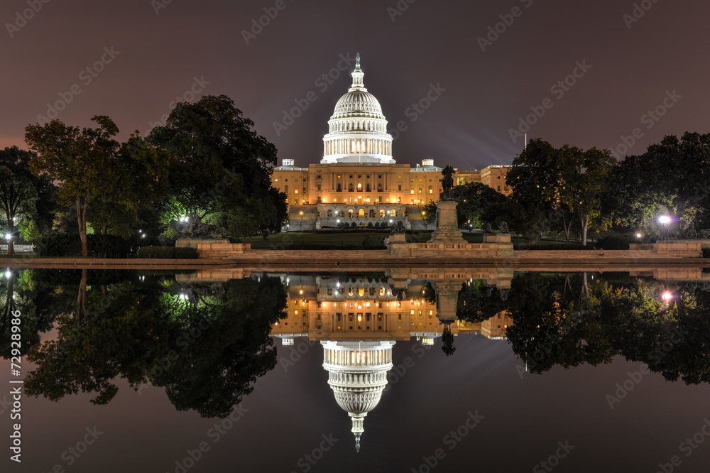 US Capitol in Washington DC at night