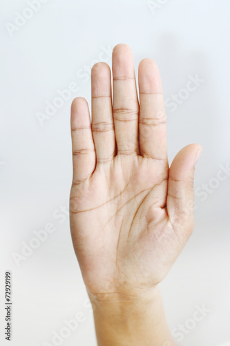 Woman hand making sign.