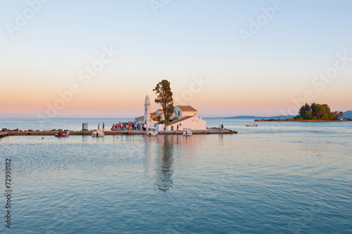 Vlacheraina Orthodox monastery in the evening. Corfu, Greece. photo