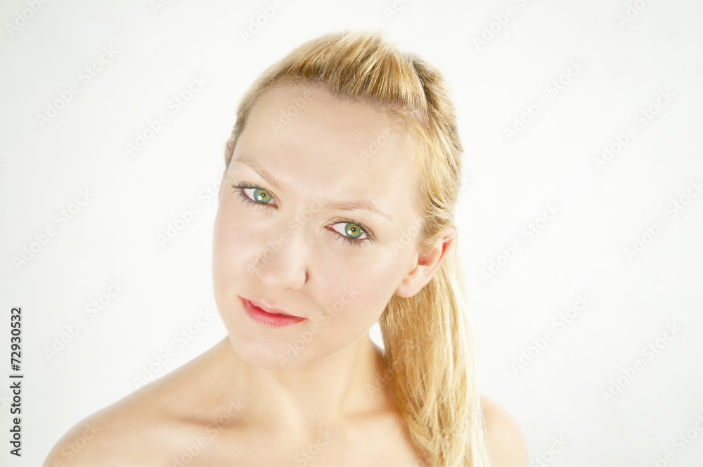 Smooth skin - glamorous caucasian girl with green eyes isolated Smooth skin - glamorous caucasian girl with green eyes isolated