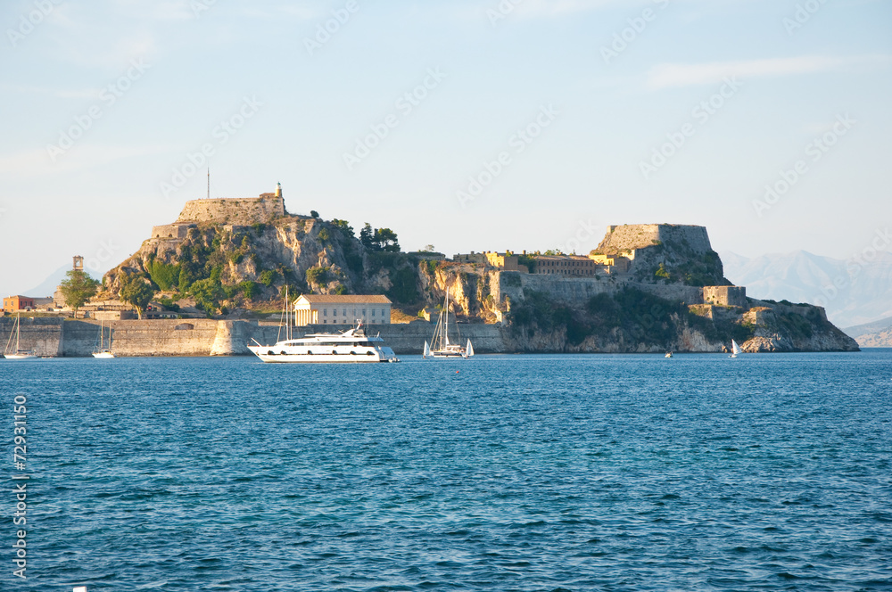 The Old Fortress of Corfu seen from the shore. Greece