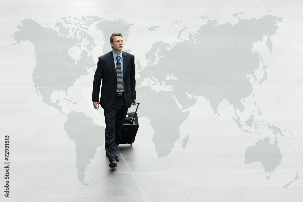 business man walking world map, international travel concept business man walking world map, international travel concept