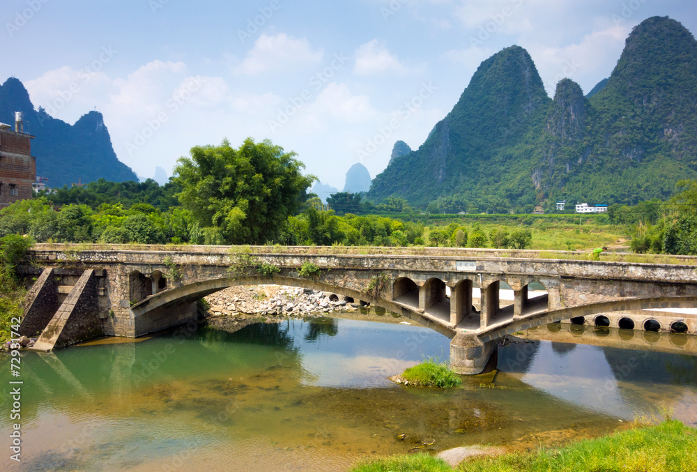 alte Brücke über den Li-Fluss