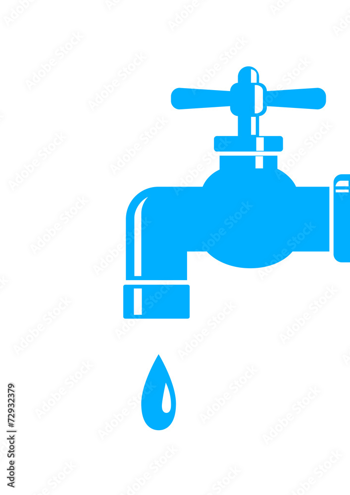 Blue faucet icon on white background Blue faucet icon on white background