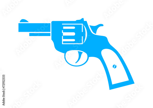 Blue revolver icon on white background