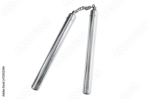 Metal nunchaku isolated on white