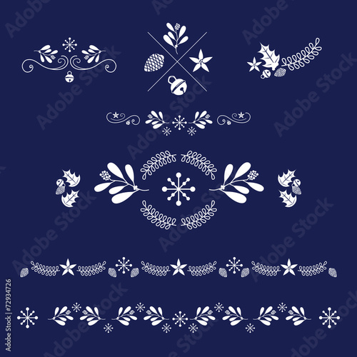 Vector set of ornaments. For holiday cards and invitations