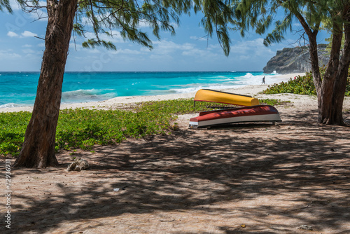 Barbados - boats at Foul Bay beach on the east coast