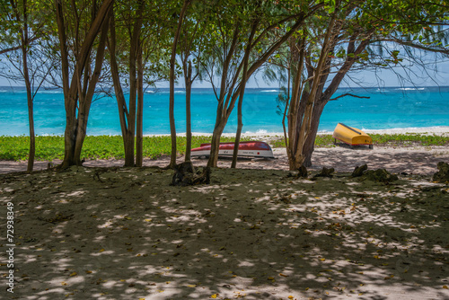 Barbados - boats at Foul Bay beach on the atlantic east coast