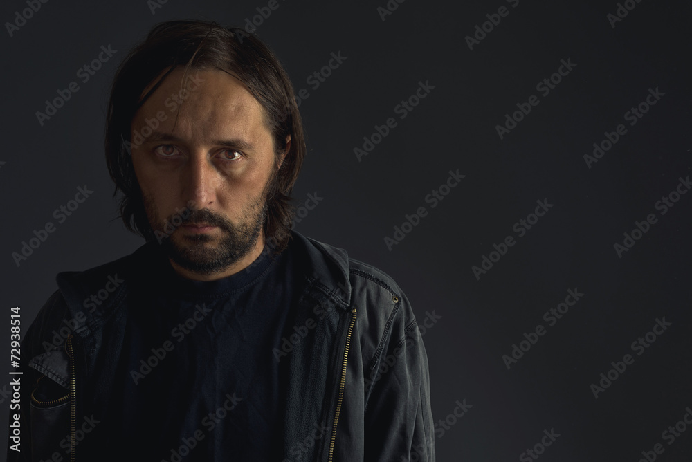 Fototapeta premium Bearded man low key portrait