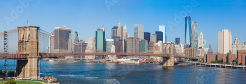 Brooklyn Bridge and Downtown Skyline in New York