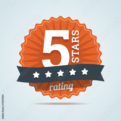 Five stars rating sign in flat style. Vector illustration in EPS