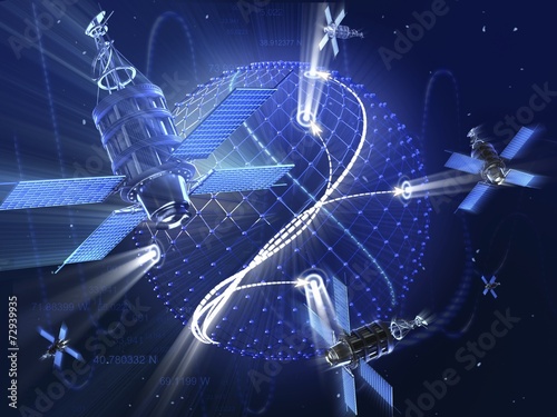 Satellite system of spaceships around abstract Earth