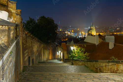 Night street in Mala Strana, Prague, Czech Republic