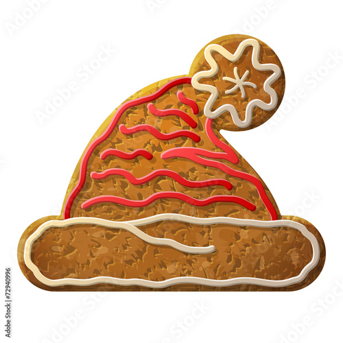 Gingerbread Santa hat symbol decorated colored icing