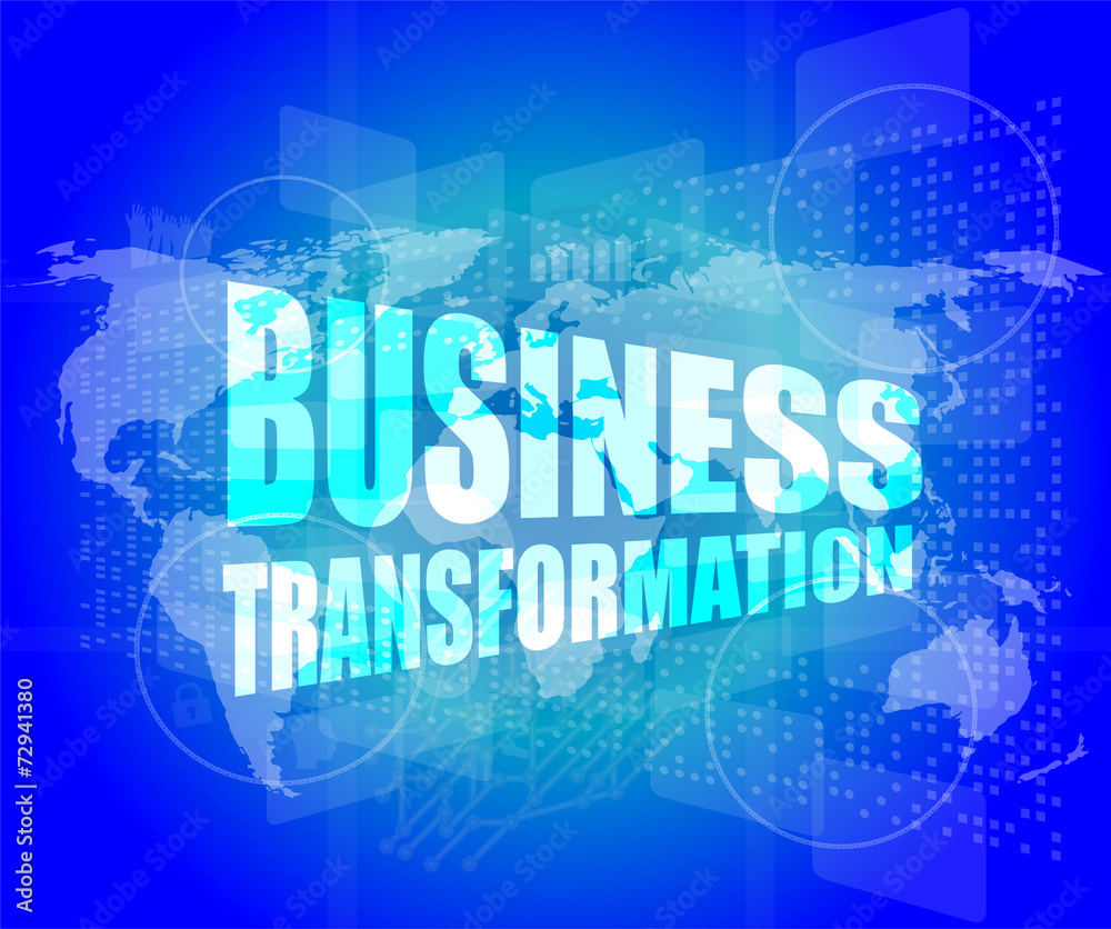 business transformation words on touch screen interface