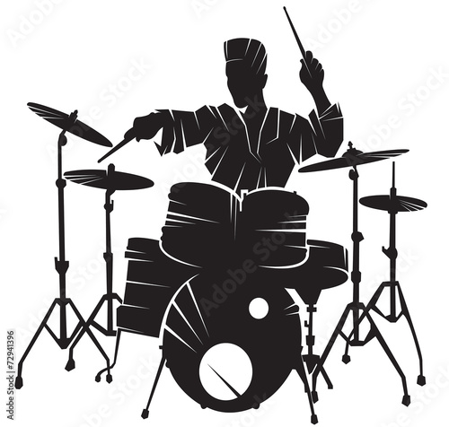 The musician playing drum setting