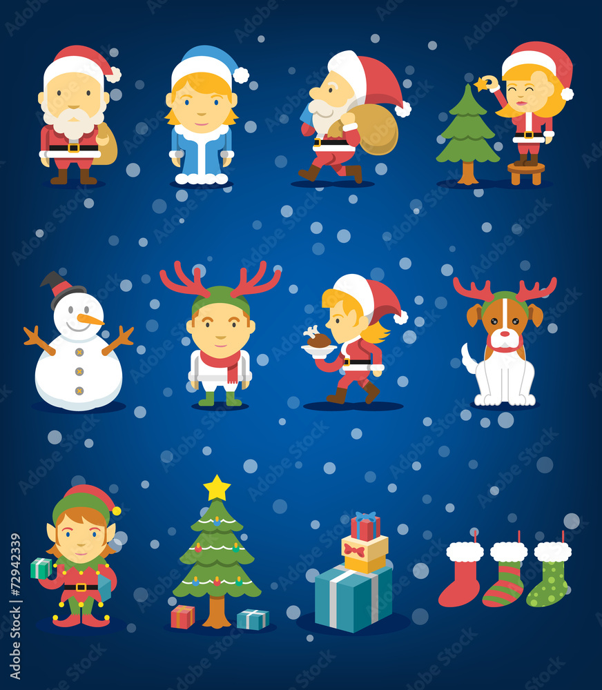 Christmas flat icons set