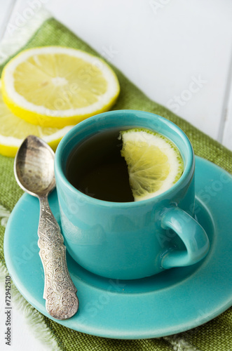 Mint tea in blue cup